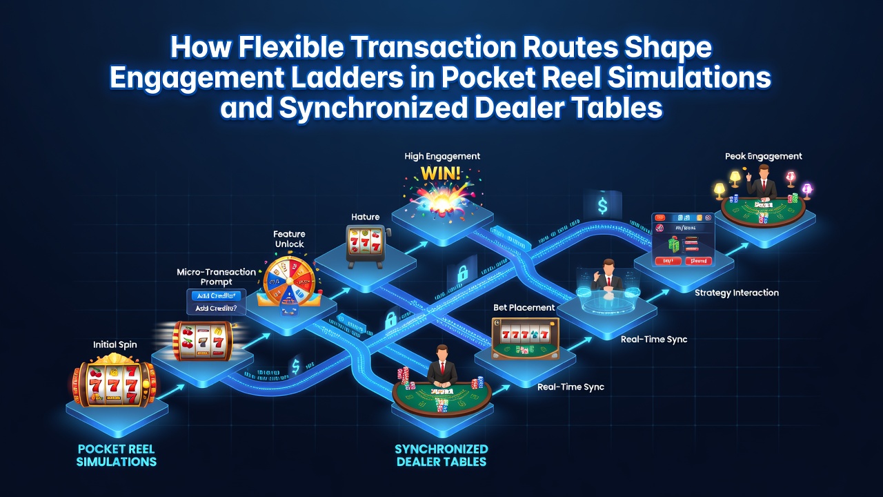Darstellung flexibler Transaktionsrouten in mobilen Walzensimulationen und Live-Dealer-Umgebungen mit Diagrammen zu Engagement-Stufen
